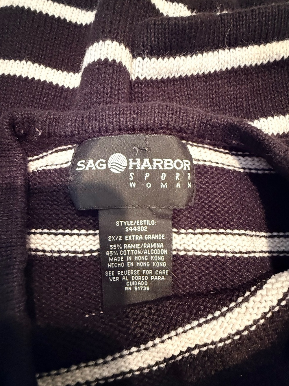 Sag Harbor Sport Woman Nautical Sailboat Sweater Coastal Grandma Striped Knit 2X - Picture 4 of 8